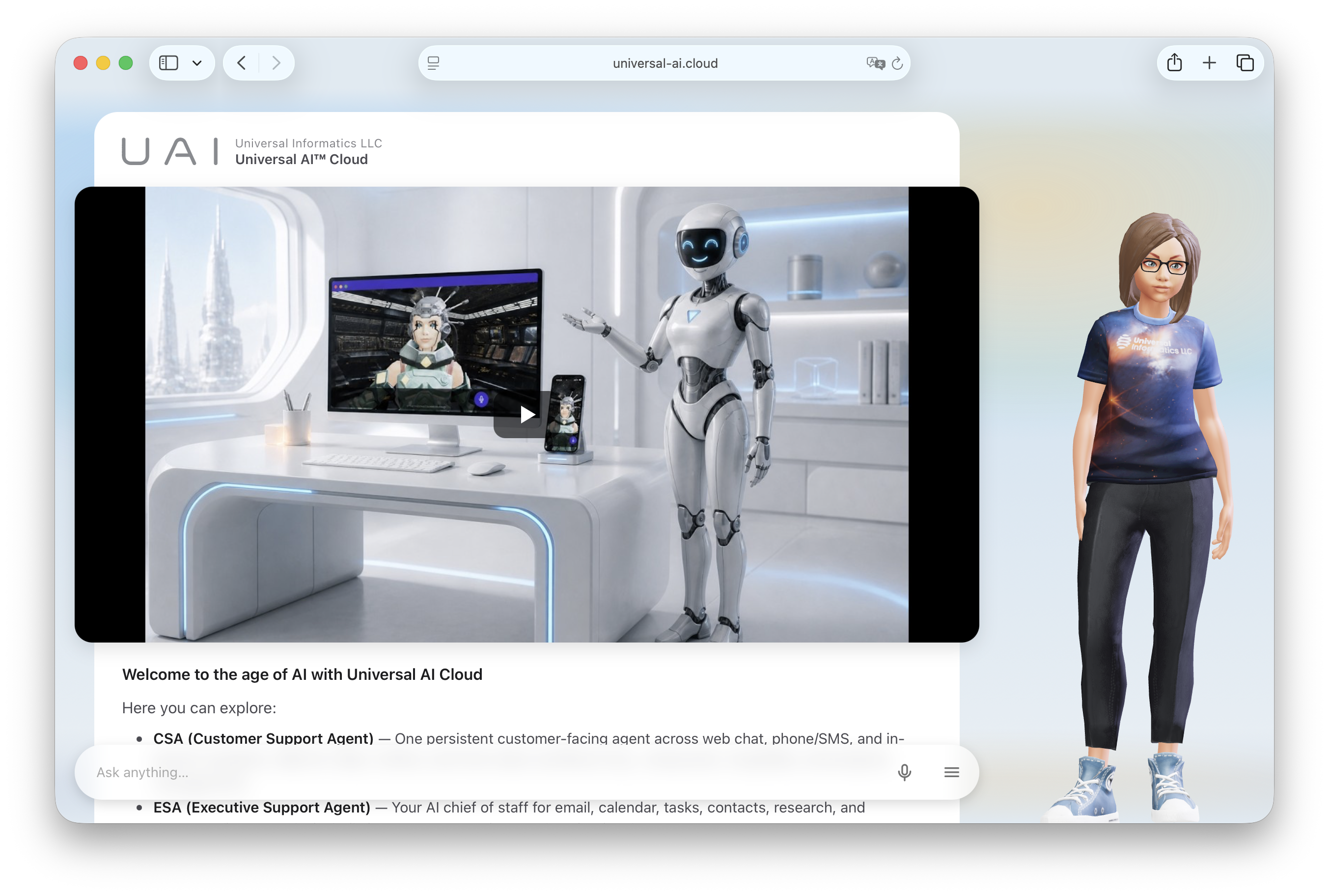 universal-ai.cloud — The Landing Page